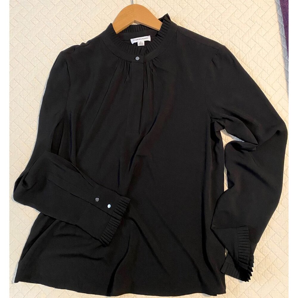 Calvin Klein Blouse, Ruffle Collar and Cuffs, Size M